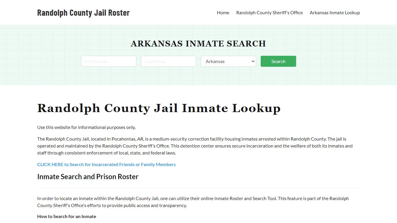 Randolph County Jail Roster Lookup, AR, Inmate Search