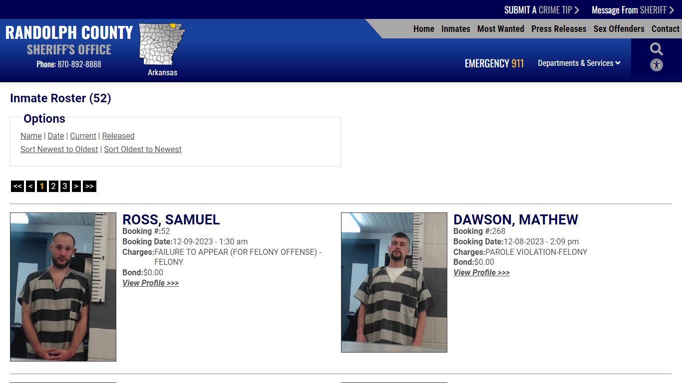 Inmate Roster (66) - Randolph County Sheriff AR